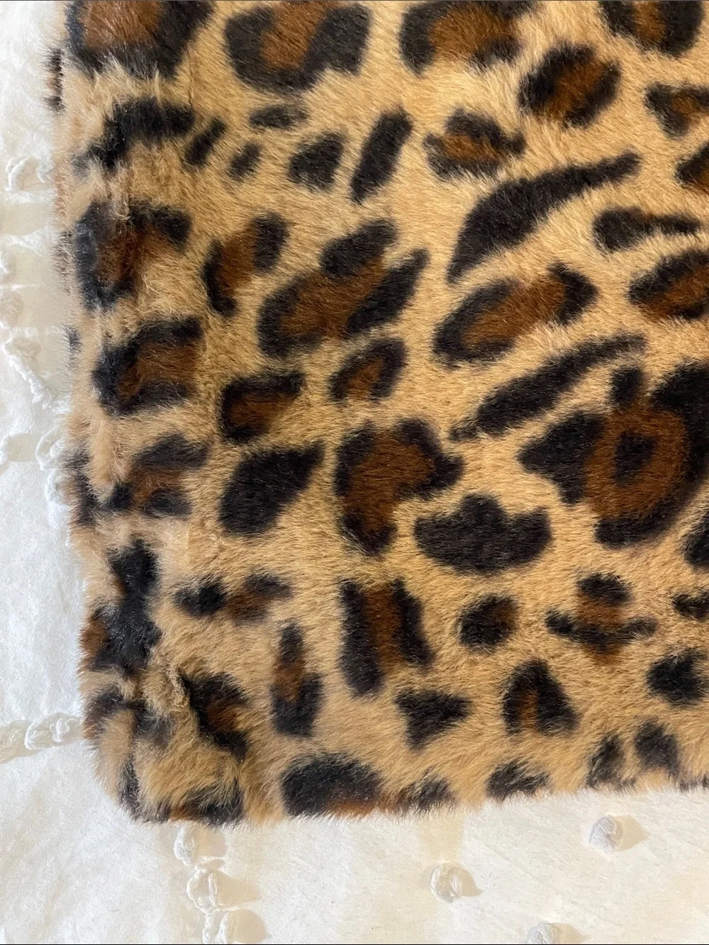 Faux Fur Leopard Print Square Pillow Cover Brown & Black nwot